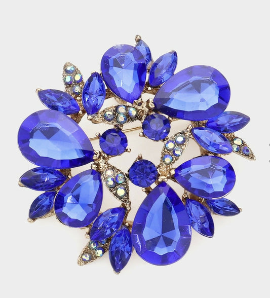 Blue Crystal Brooch