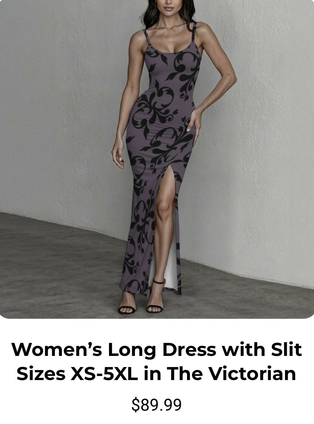 Women’s Long Dress with Slit Sizes XS-5XL
