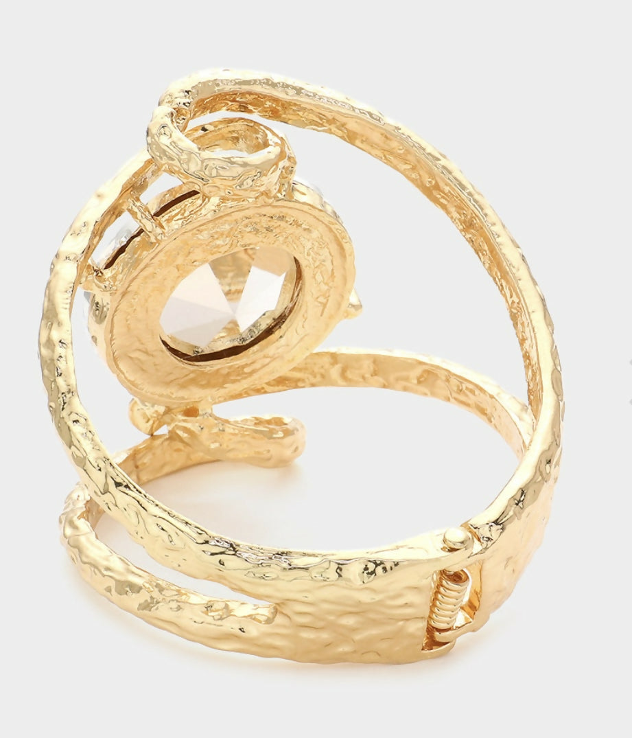 Glass Stone Hinged Bracelet