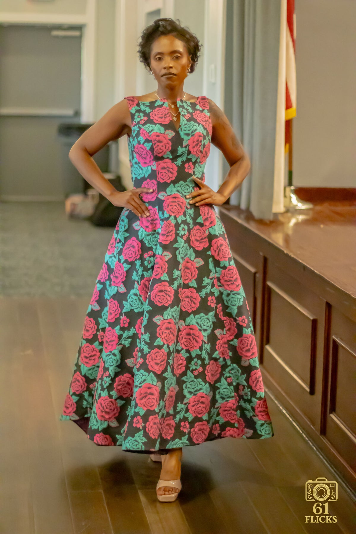 The Elegant Rose Jacquard Gown