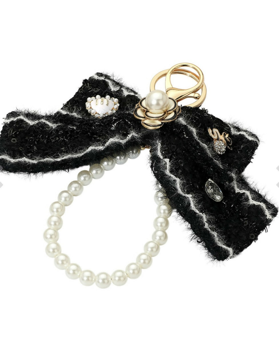 Pearl & Bow Bag Charm