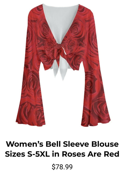 Women’s Bell Sleeve Sheer Chiffon Blouse Sizes S-5-XL