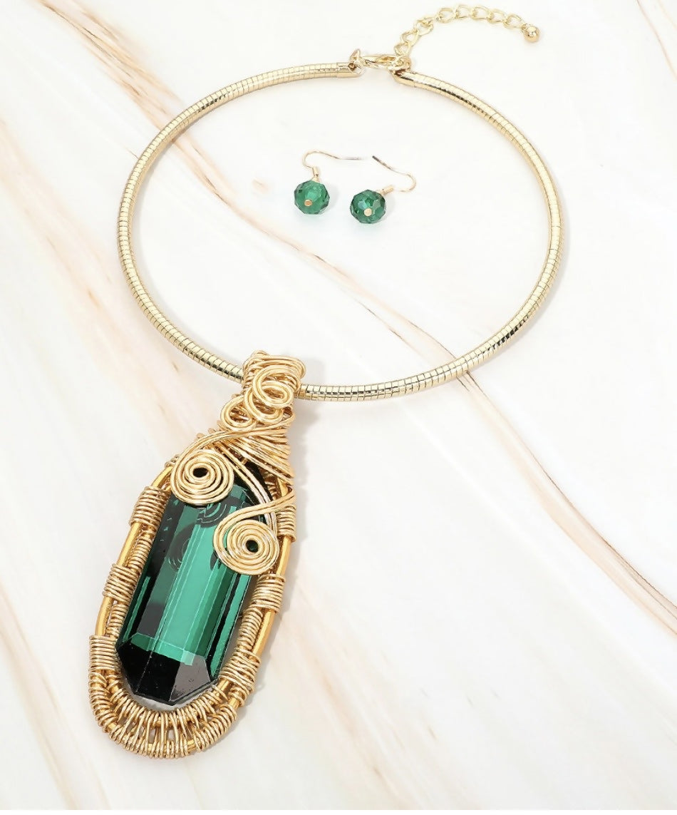 Wire Wrapped Emerald Pendant