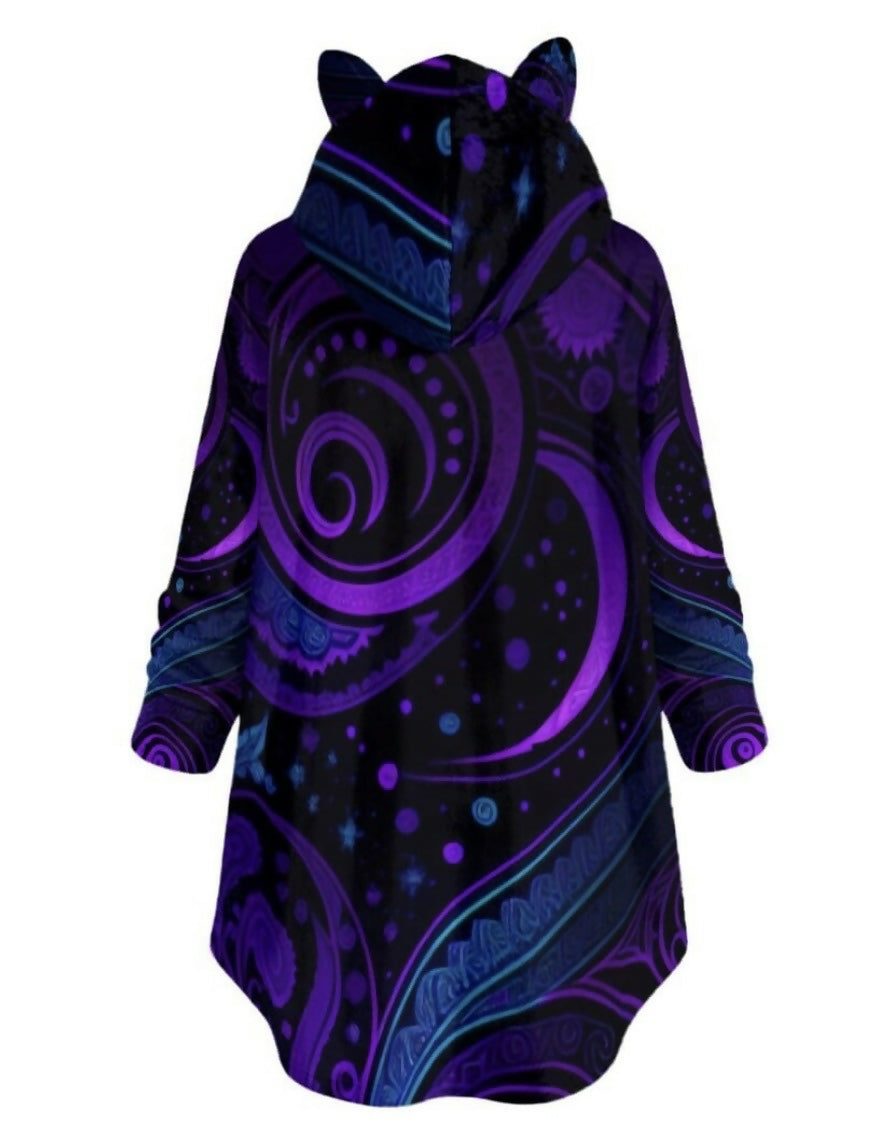 Women’s Velvety Plush Flannel Hoodie work Cat Ears Sizes S-5XL in Infinity