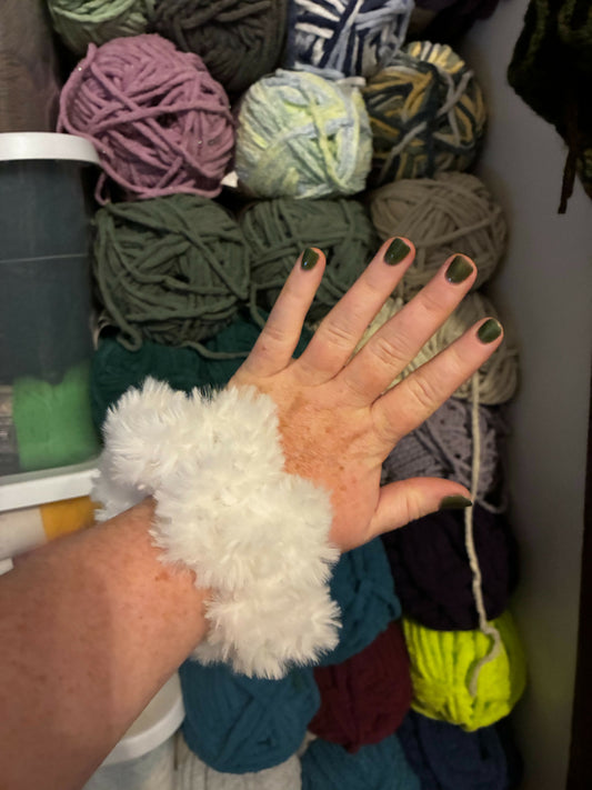 Fur Scrunchie--White