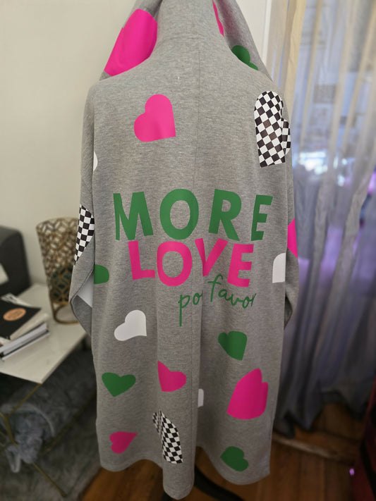 More Love Long Hoodie Jacket PINK