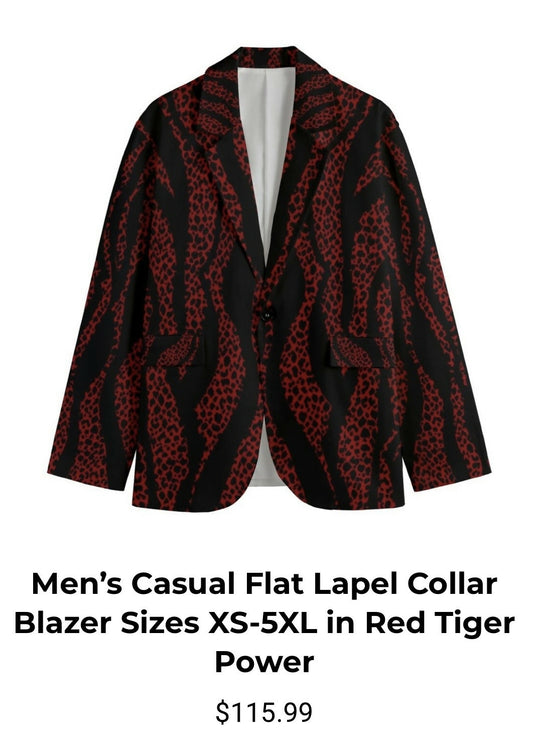 Men’s Casual Flat Lapel Collar Blazer Sizes XS-5XL