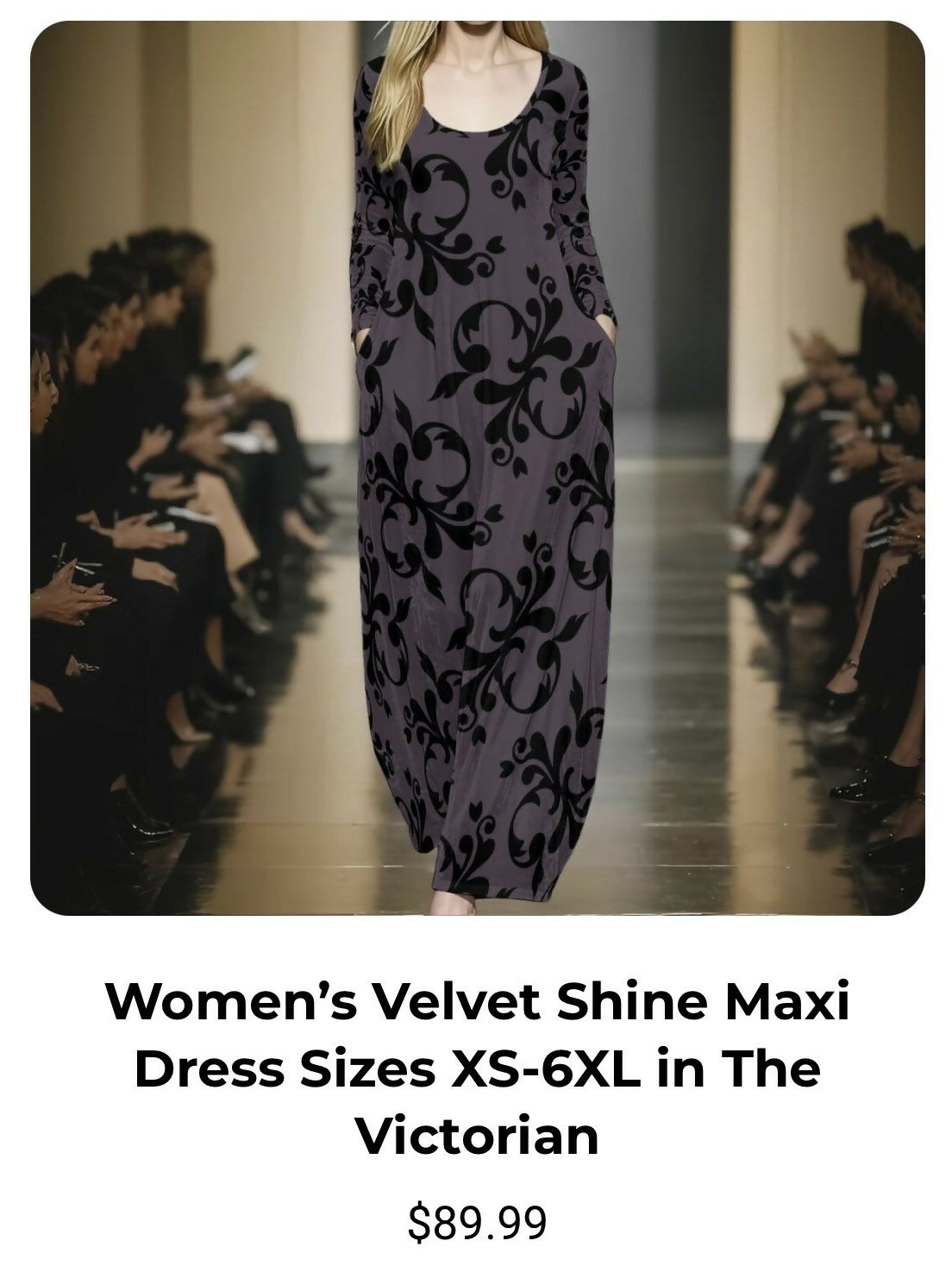 Women’s Velvet Shine Maxi Dress Sizes XS-6XL