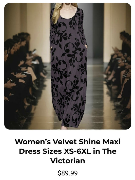 Women’s Velvet Shine Maxi Dress Sizes XS-6XL