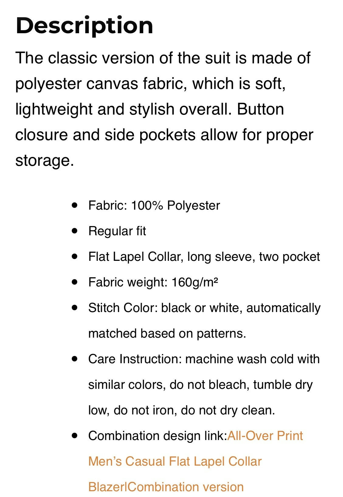 Men’s Casual Flat Lapel Blazer Sizes XS-5XL