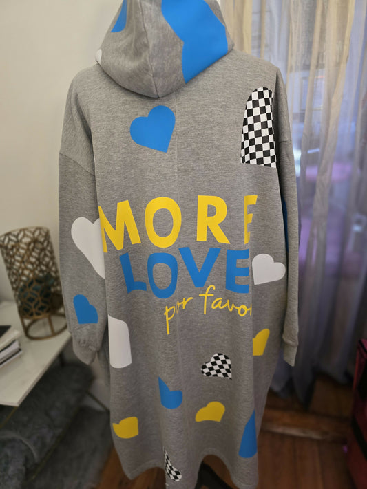 More Love Long Hoodie Jacket BLUE