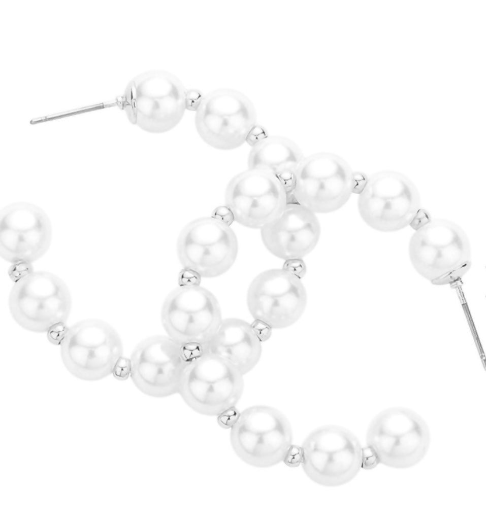 White Pearl Hoops