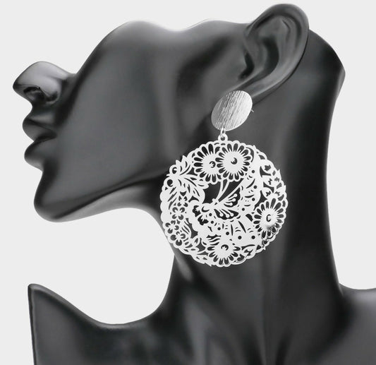 Silver Lure Metal Filigree Dangle Earring