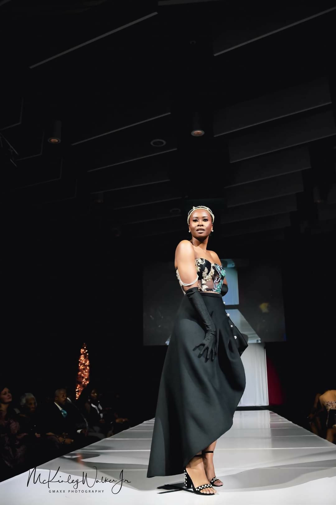 High low black skirt