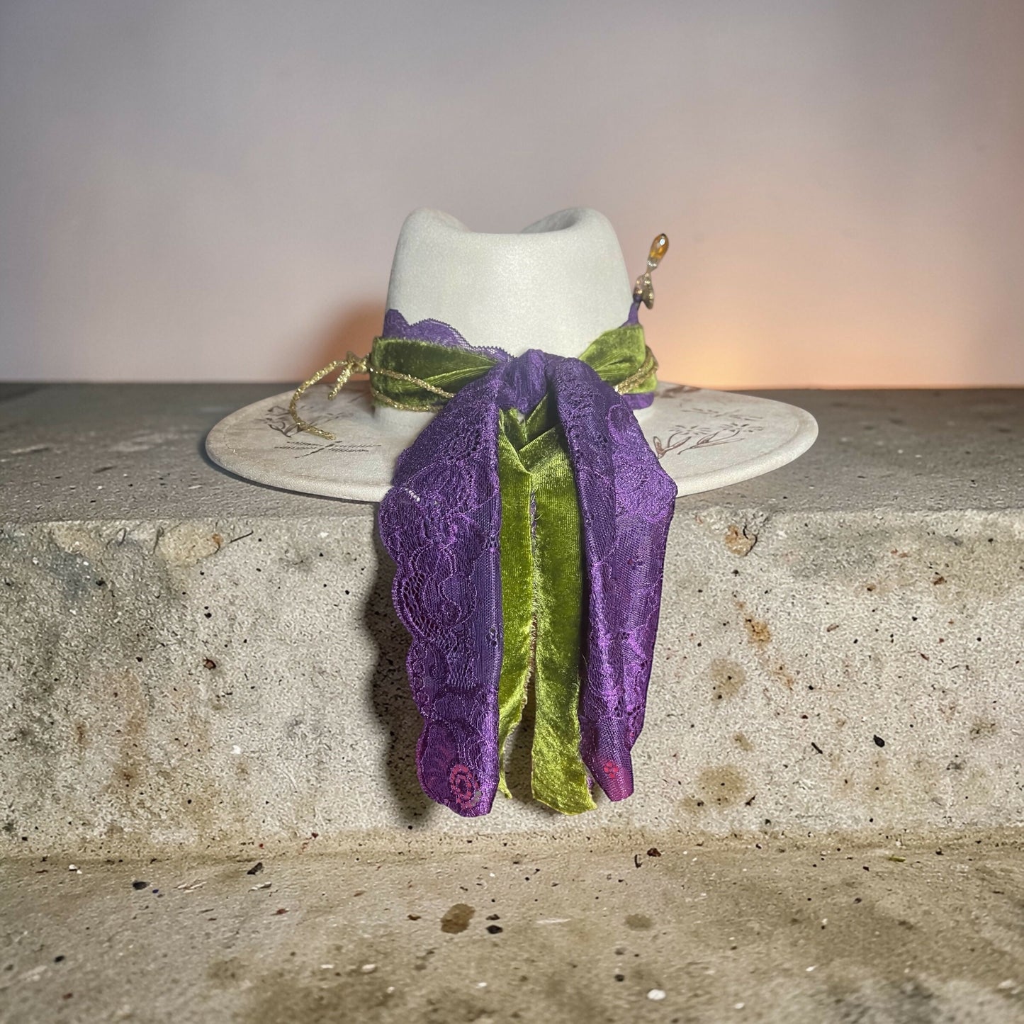 Embellished and Burned Dragonfly Fedora Hat