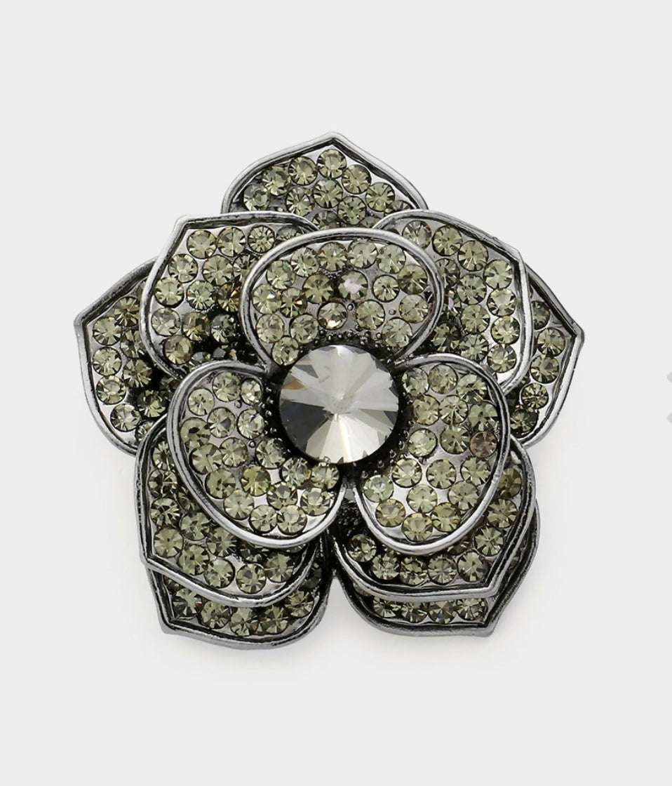 Charcoal Flower Brooch