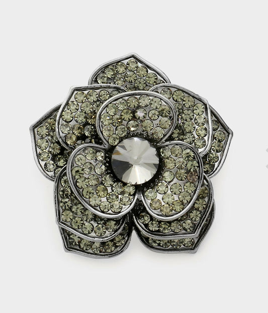 Charcoal Flower Brooch