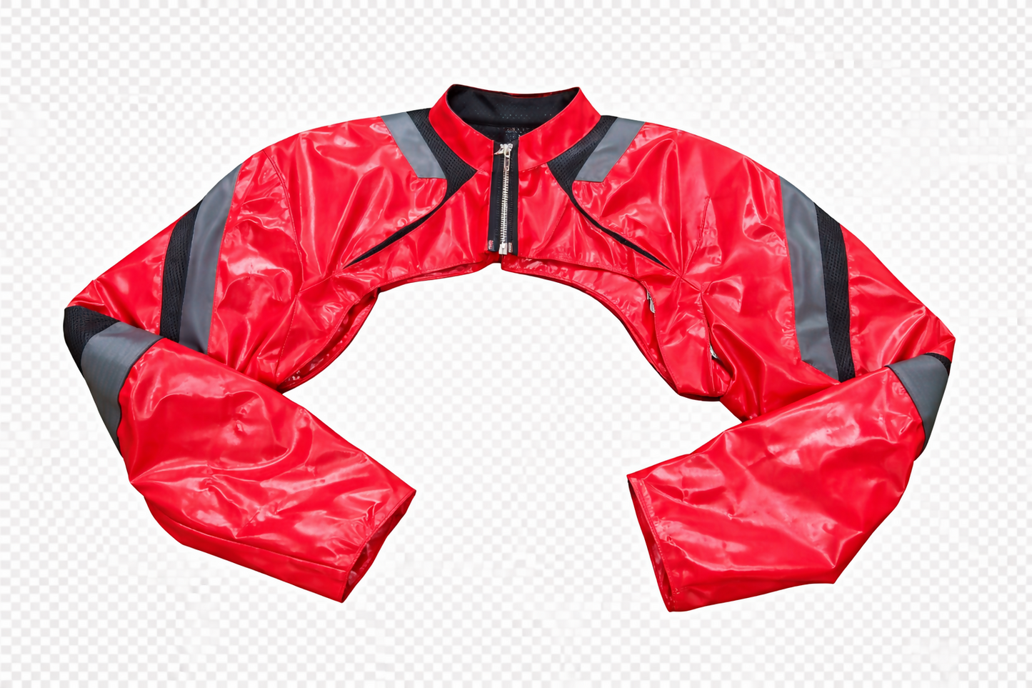 Crop Red Patent Leather Biker Jacket