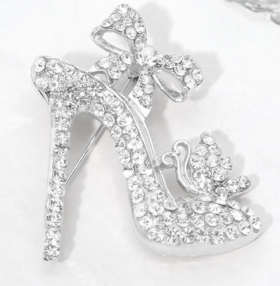 Rhinestone Shoe Brooch