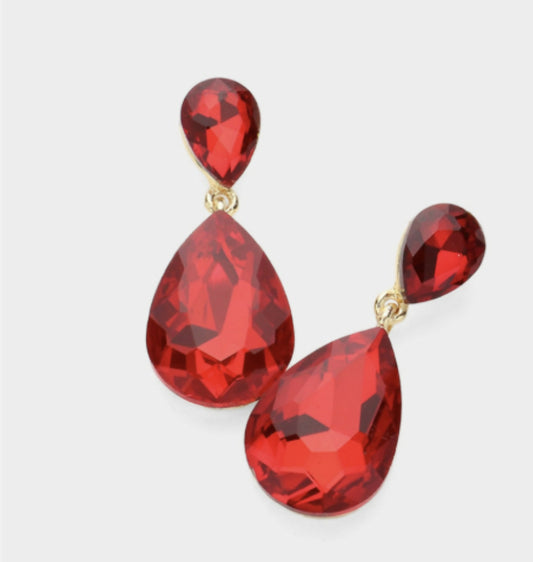 Cherry Red Teardrop Earring