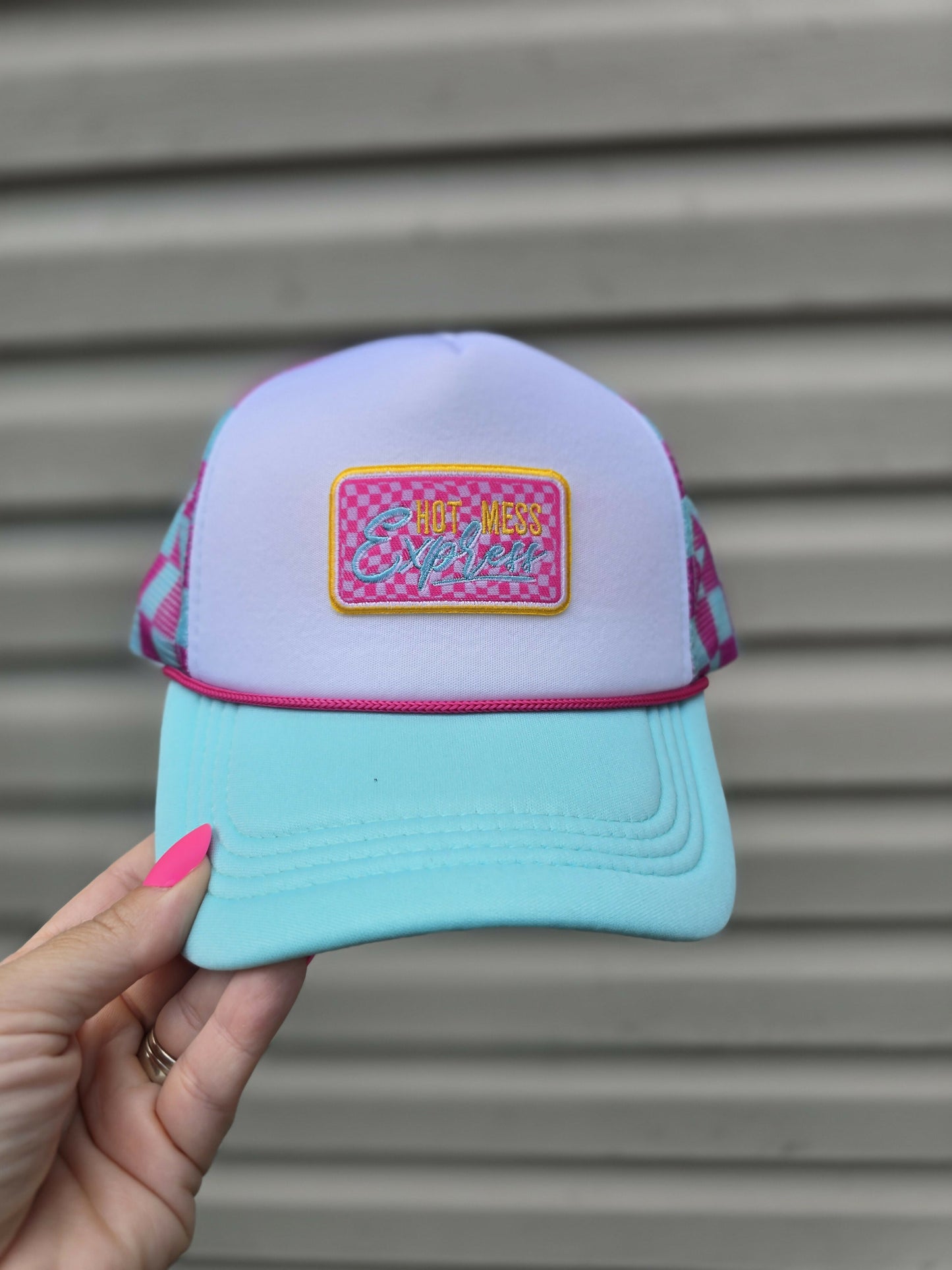 Hot Mess Express Checkered Trucker Hat
