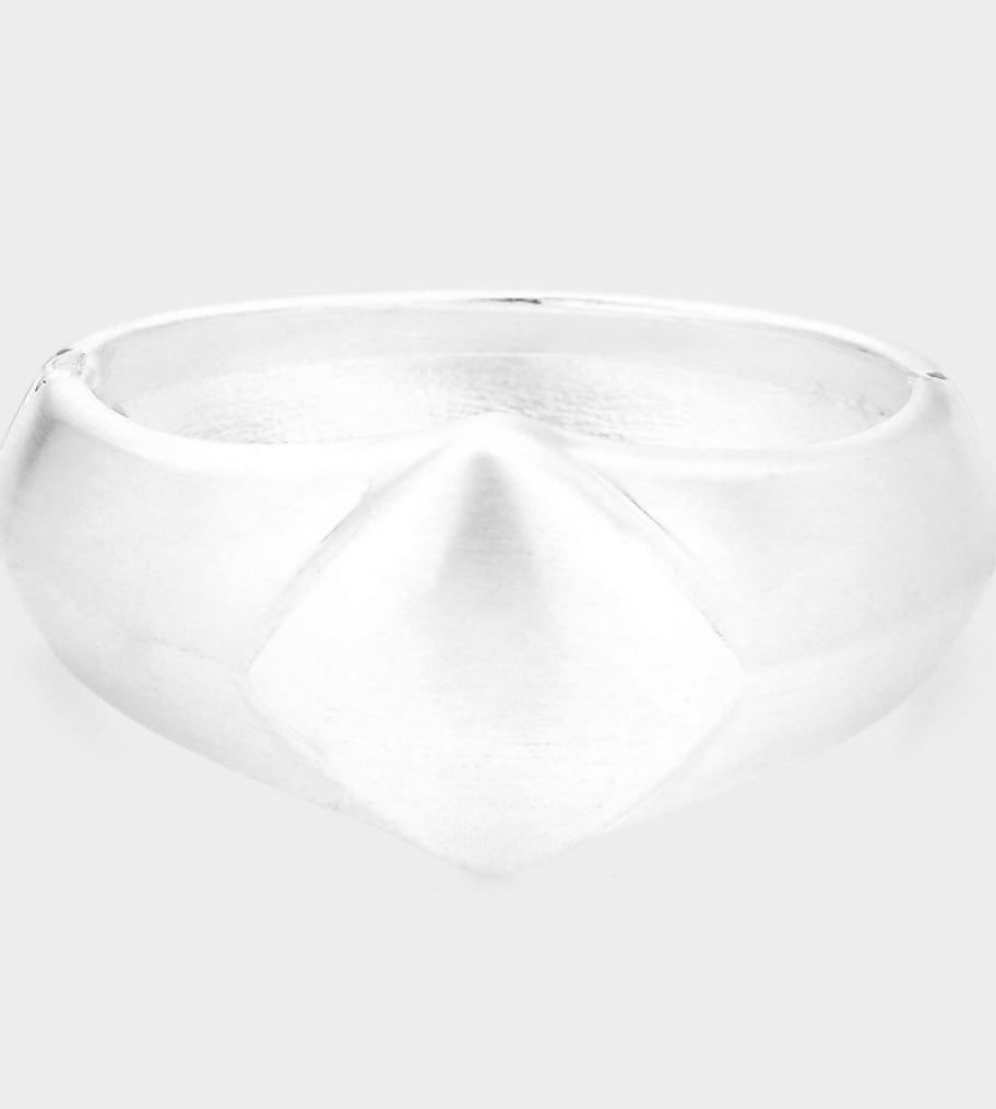 Brushed Metal Hinged Bracelet - Silver
