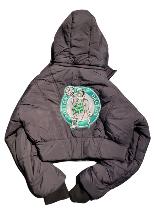 Cropped Celtics Puffer Jacket