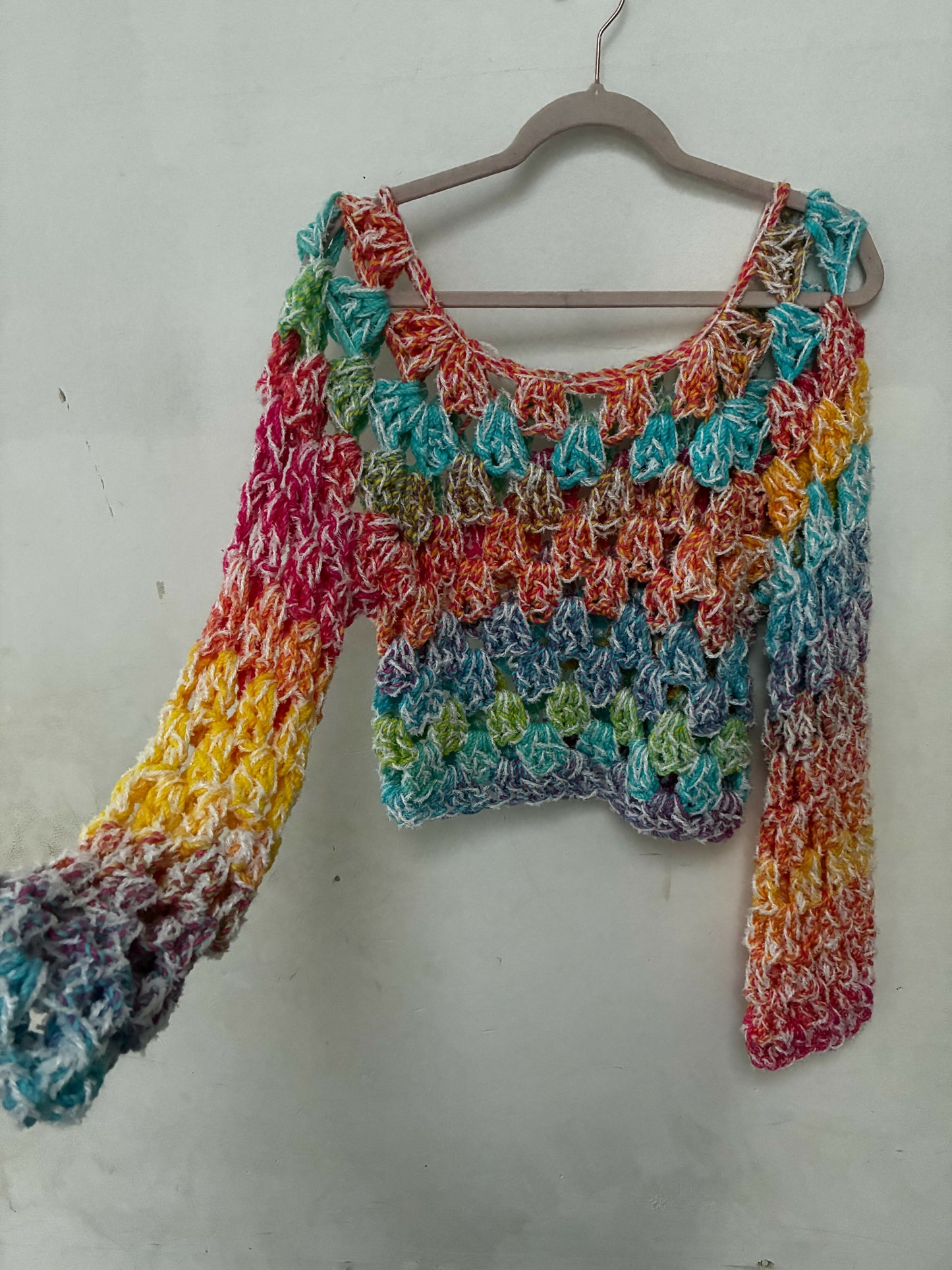 Rainbow Crocheted Pullover