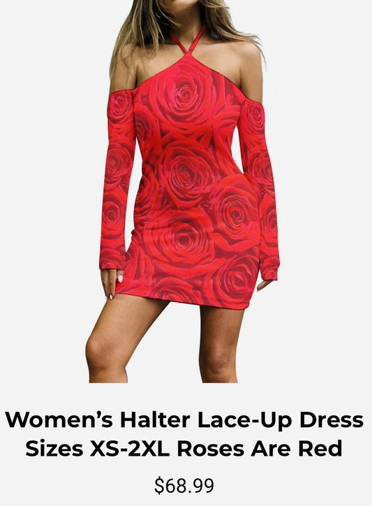 Women’s Halter Lace-up Dress Sizes XS-2XL