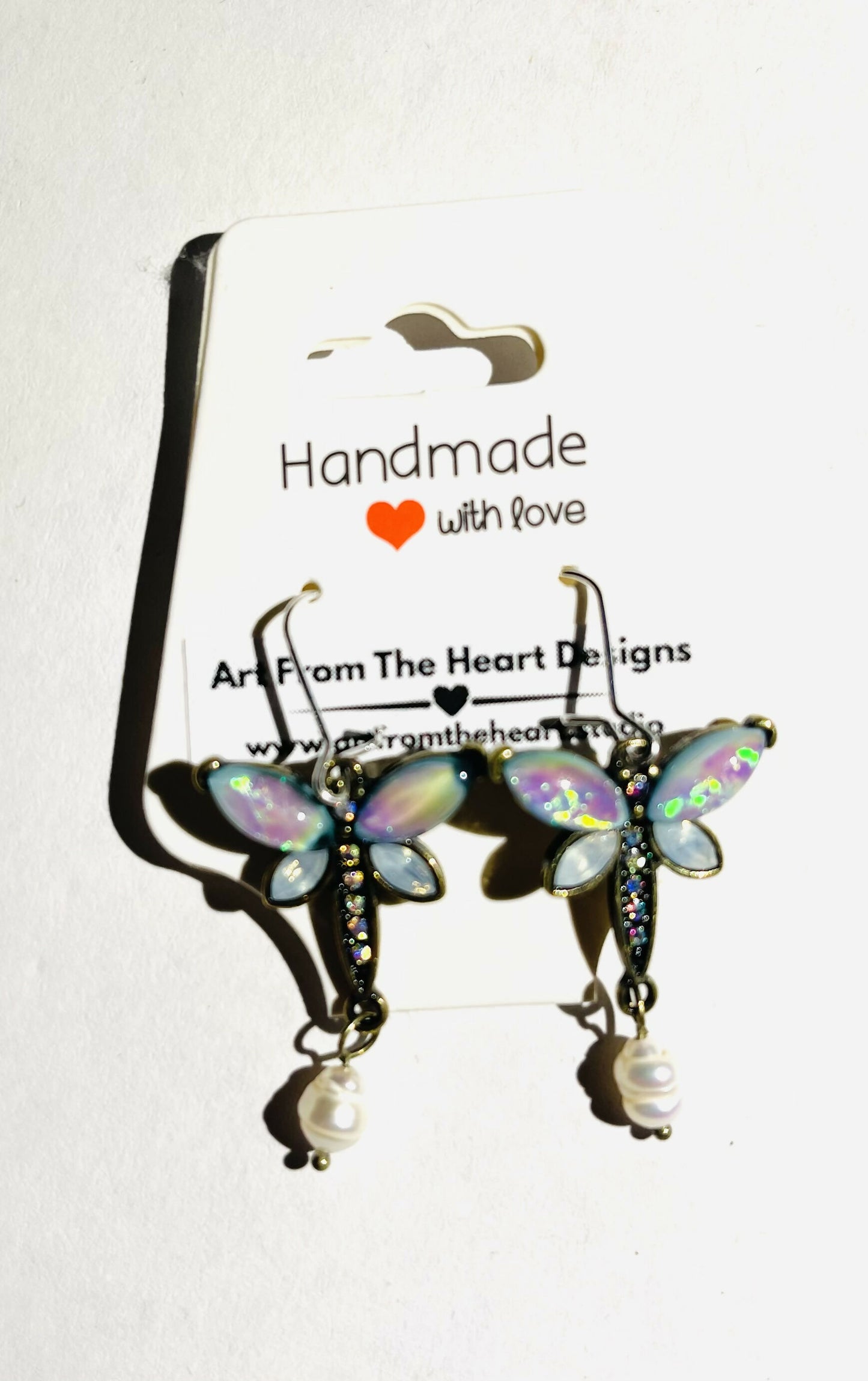 Dragon Fly with Pearl Earrings