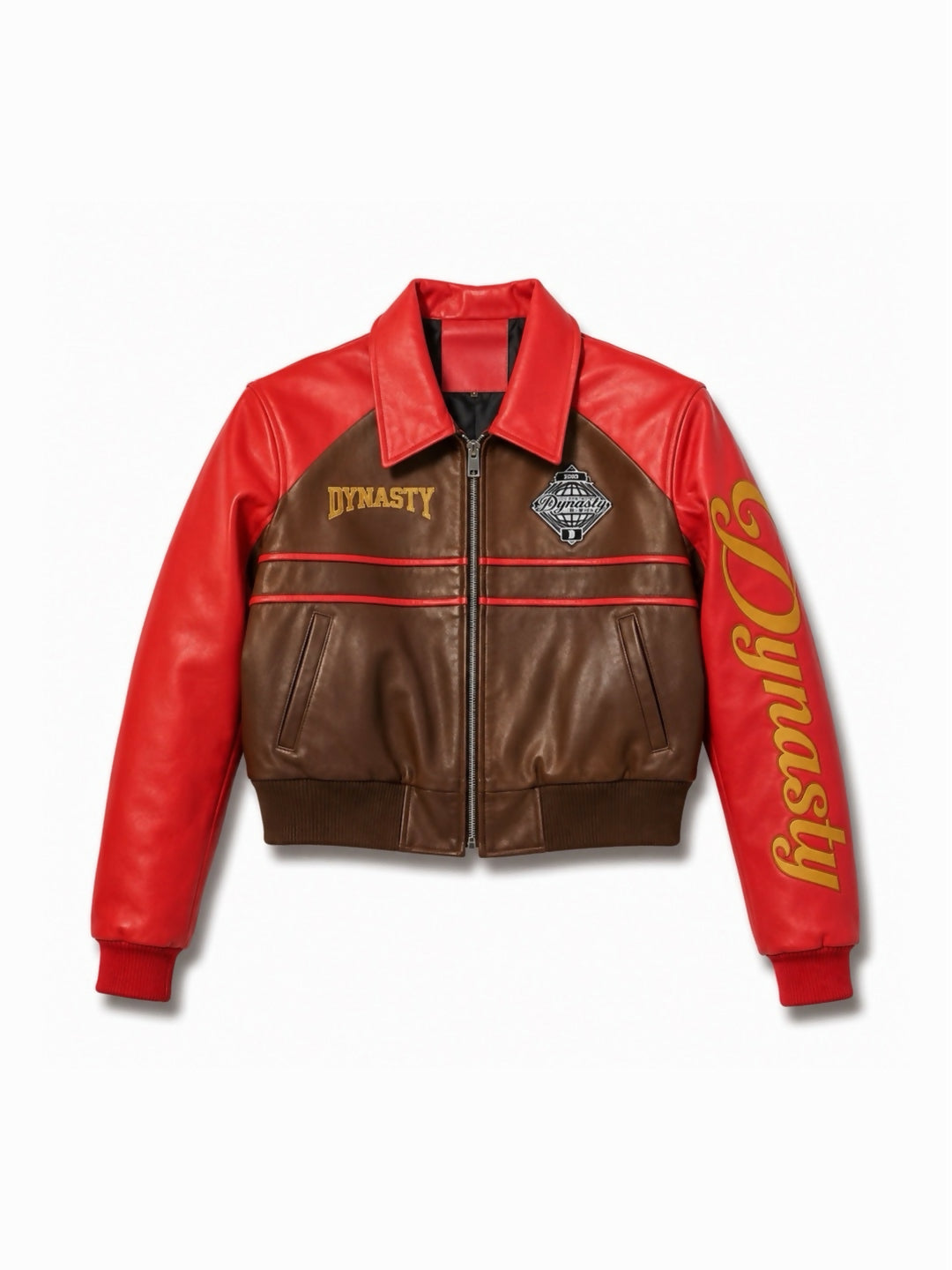 DYNASTY Leather Red Cropped jacket