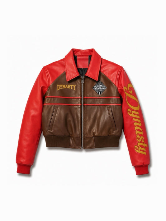 DYNASTY Leather Red Cropped jacket