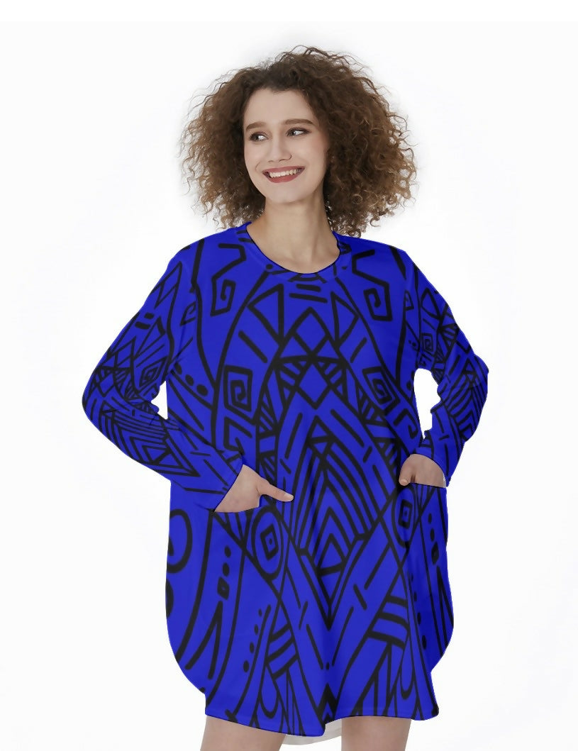 Casual Loose Long Sleeve Dress Sizes S-5XL in The Sahara