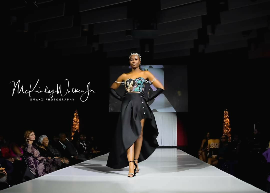 High low black skirt