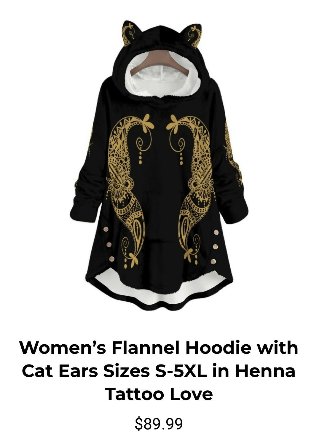 Women’s Flannel Velvety Hoodie with Cat Ears Sizes S-5XL