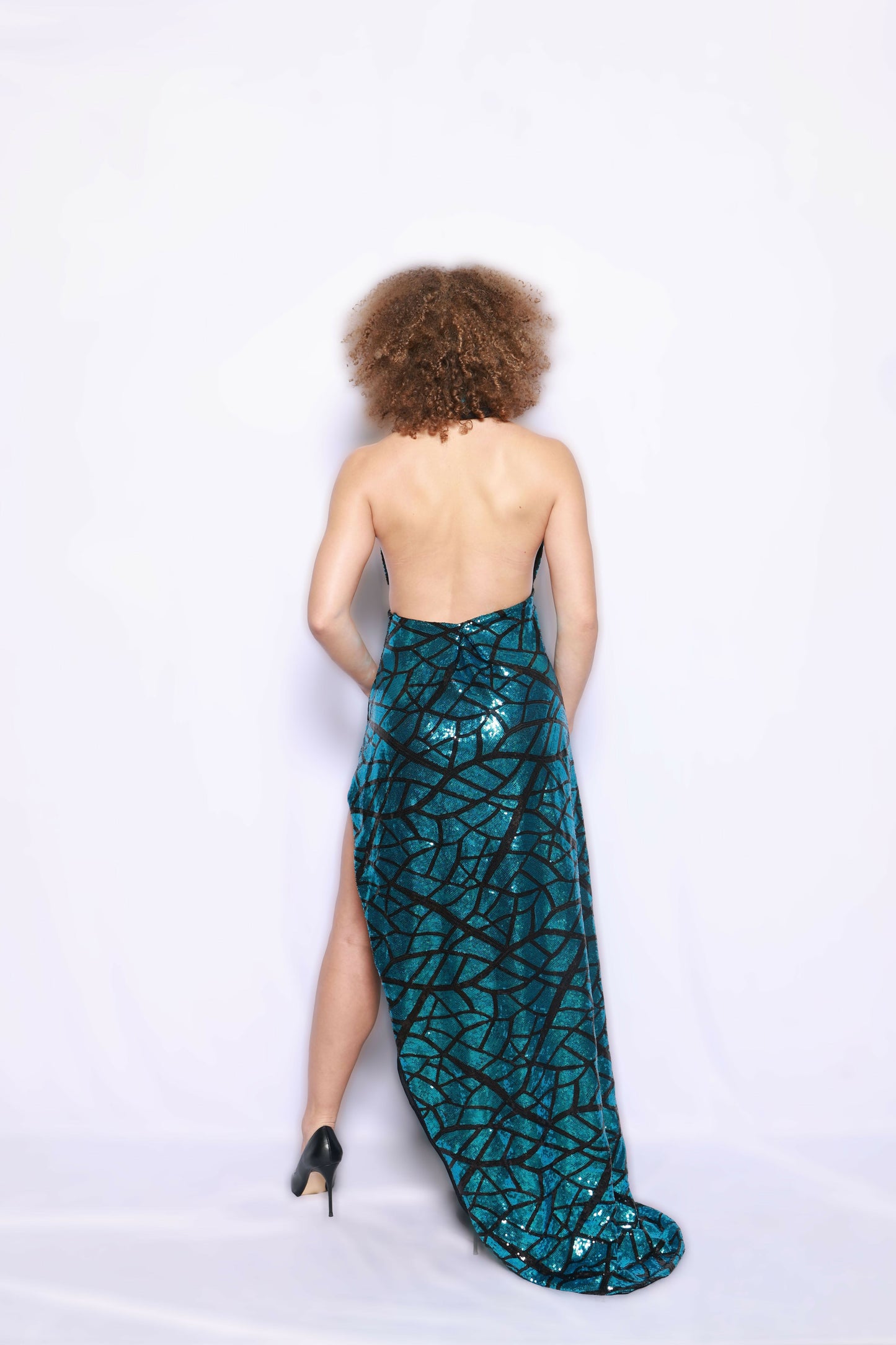 Blue and Black open back dress