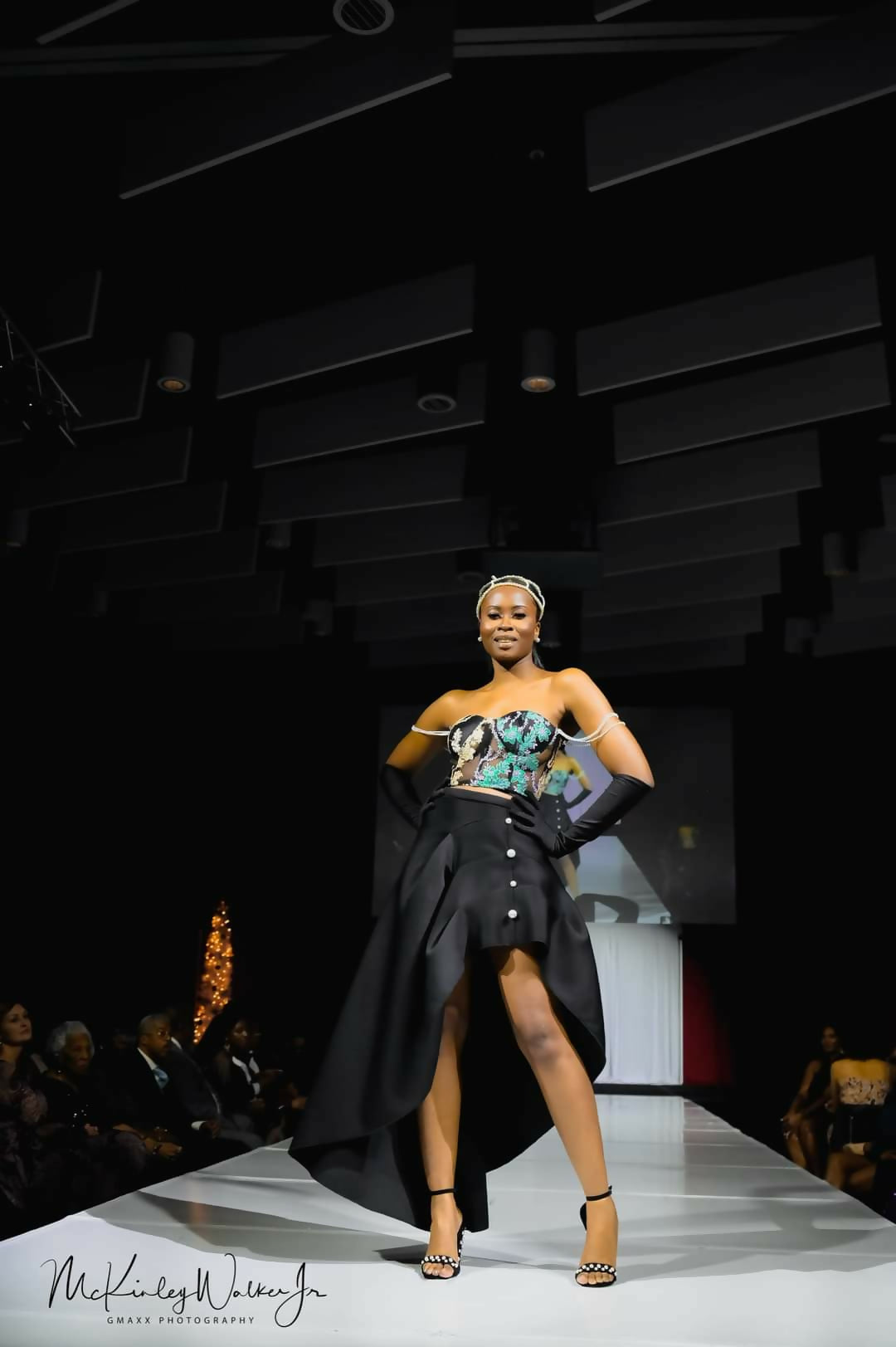 High low black skirt