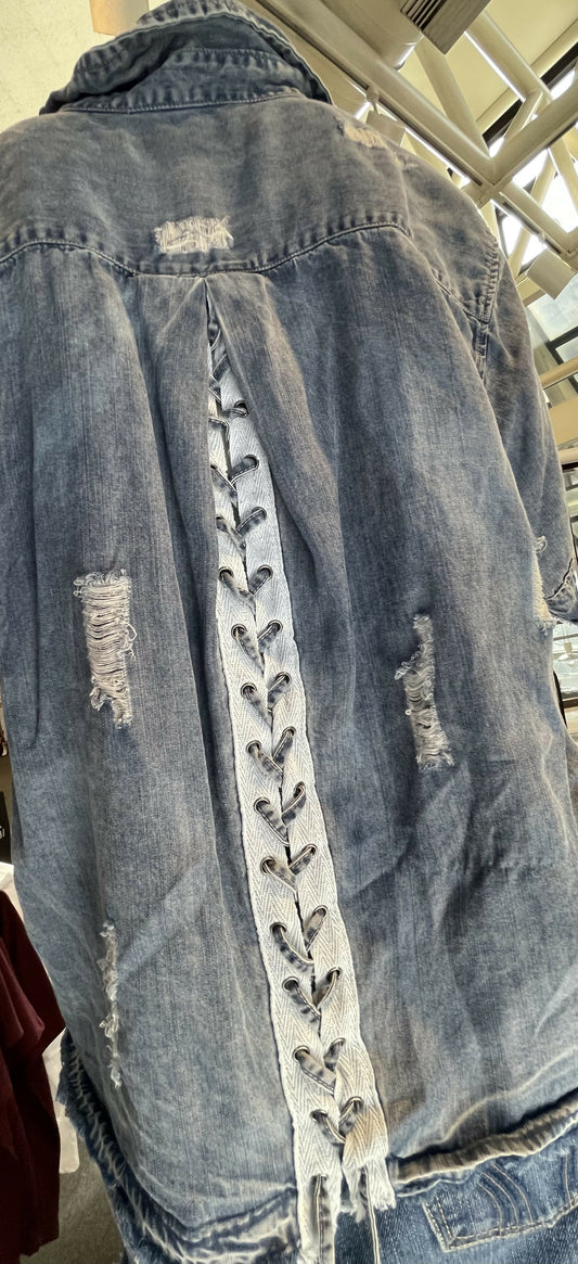 Denim trim shirt