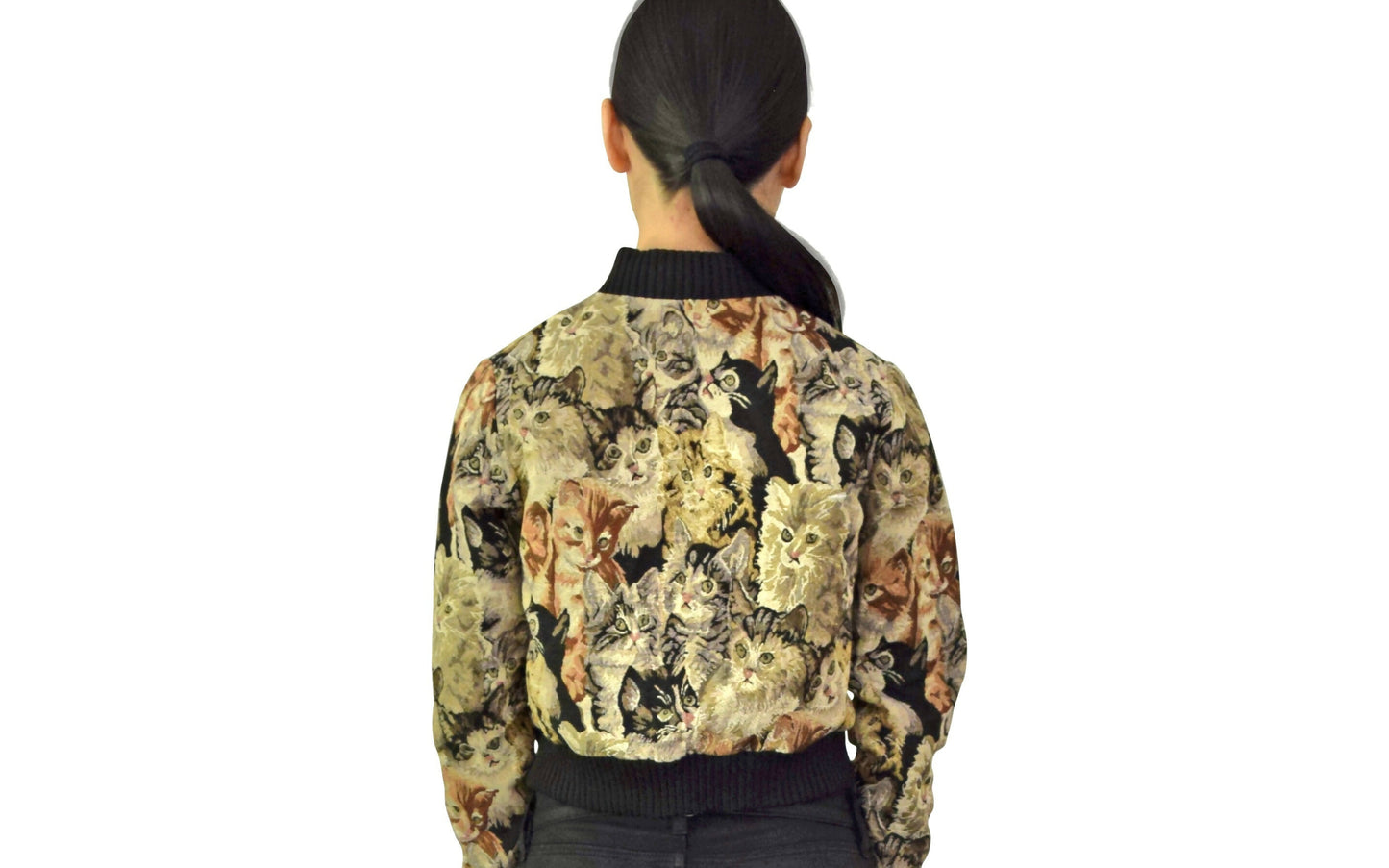 Cat printed bomber jacket woman