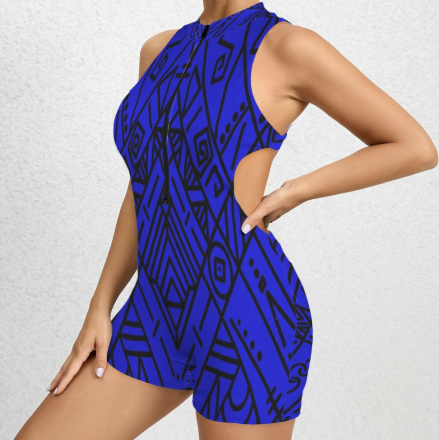 Women's Sleeveless Half Zipper Bare Back One Piece Jumpsuit Sizes S-5XL in The Sahara