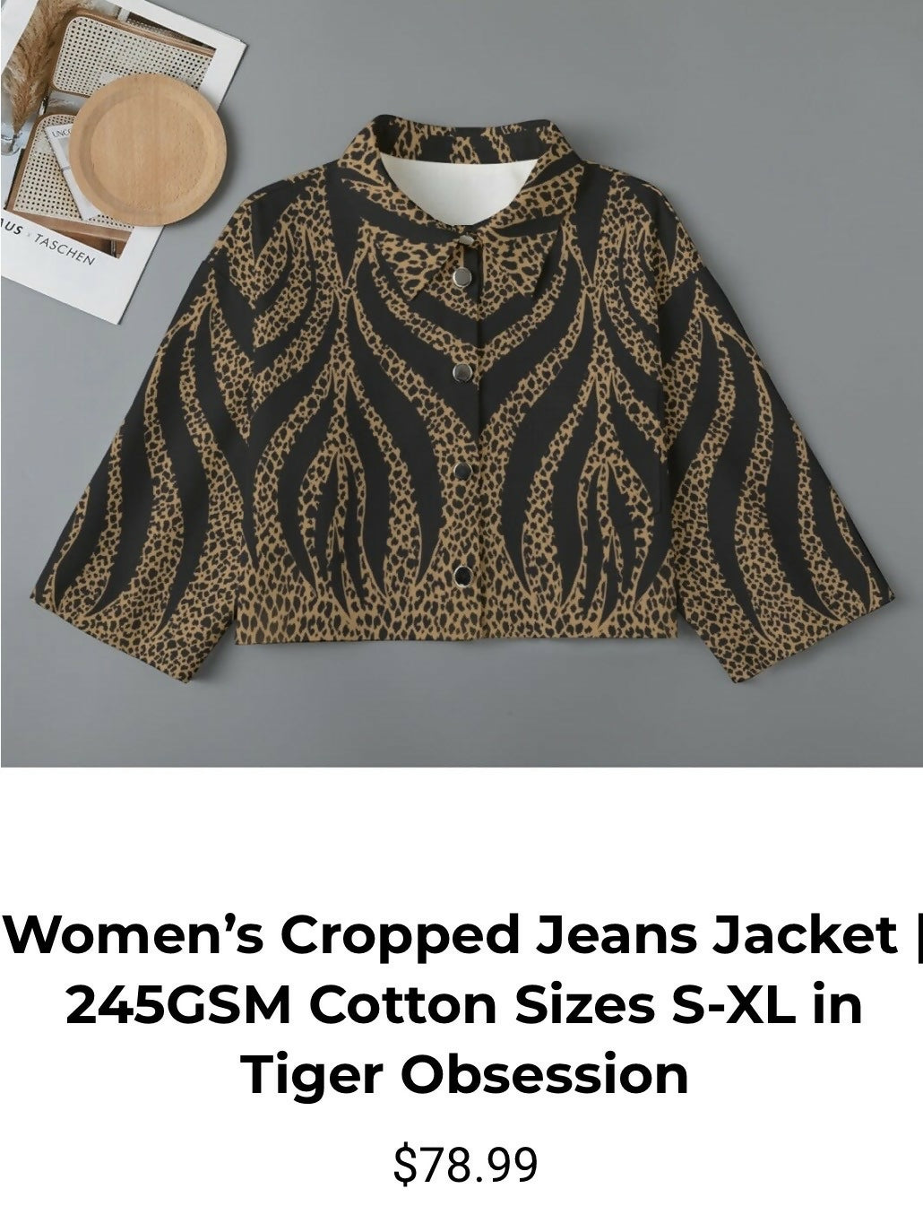 Women’s Cropped Jeans Jacket|245GSM Cotton Sizes S-XL