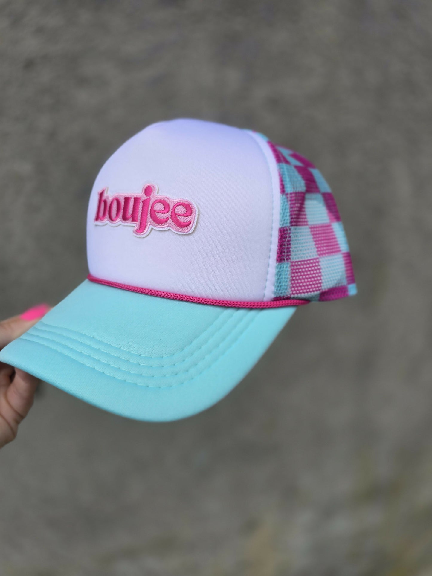 Boujee Two Tone Checkered Trucker Hat