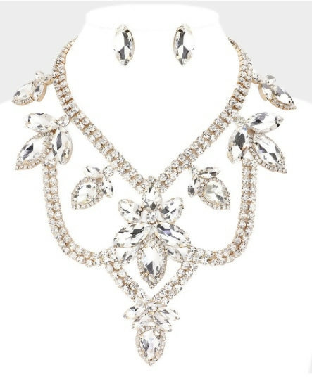 Rhinestone & Marquis Necklace & Earring