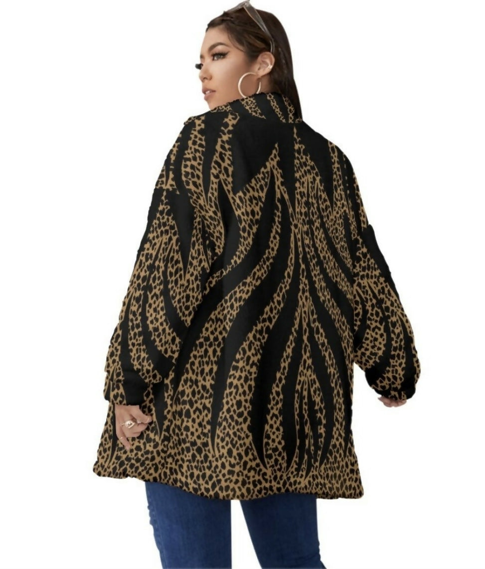 Unisex Borg Fleece with Stand-up Collar Coat with Zipper Sizes L-5XL