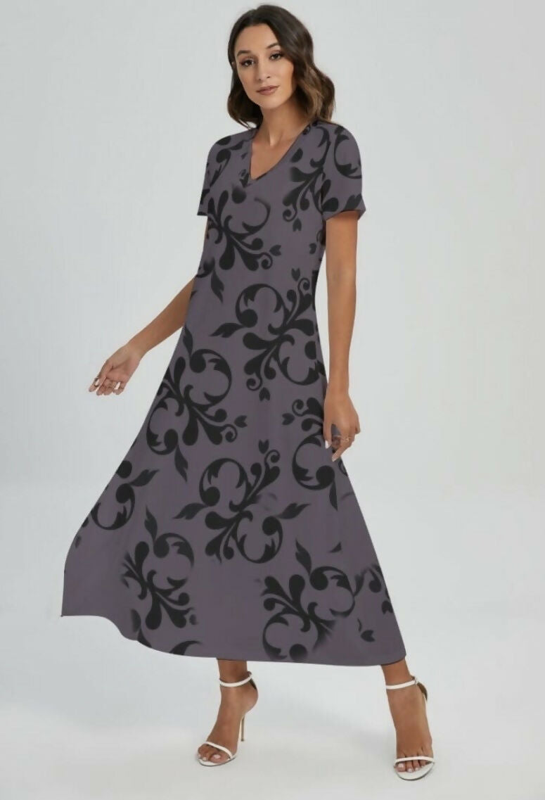 Women’s V-Neck Dress with Side Slits Sizes S-3XL