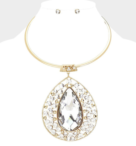Teardrop Bubble Stone Cluster Choker