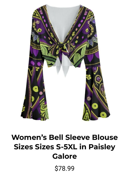 Women’s Bell Sleeve Blouse Sizes S-5XL