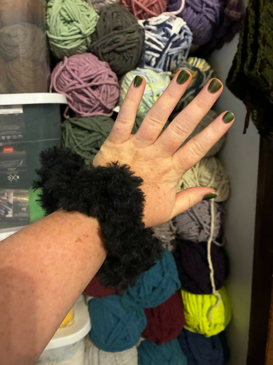 Black Fur Scrunchie