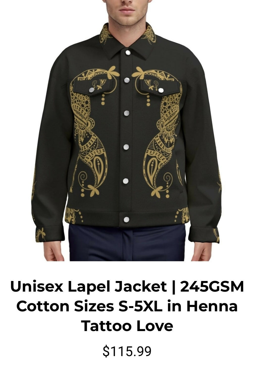 Unisex Lapel Jeans Jacket | 245GSM Cotton Sizes S-5XL