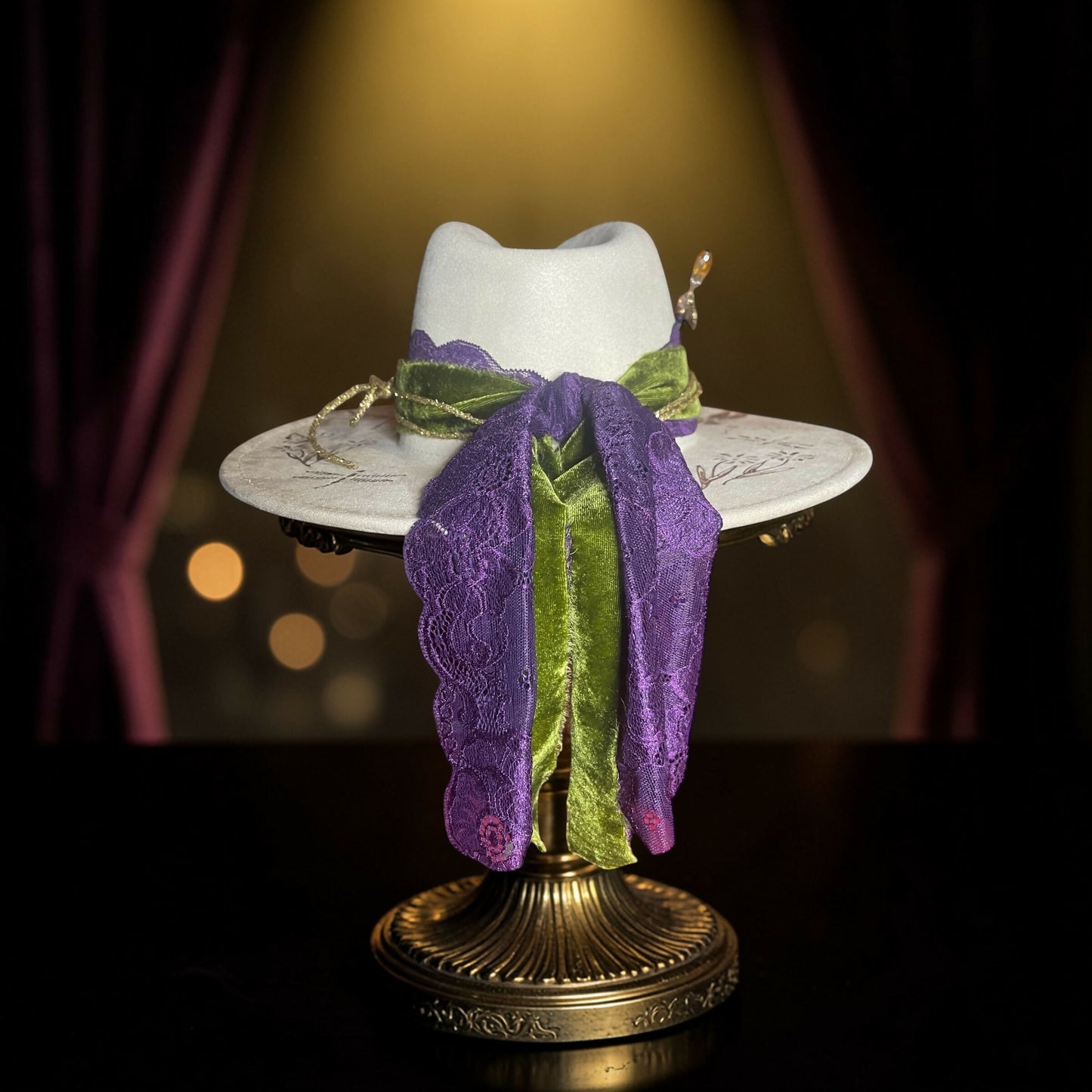 Embellished and Burned Dragonfly Fedora Hat